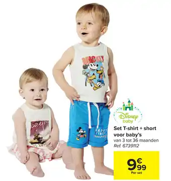 Carrefour Set t-shirt + short voor baby's aanbieding