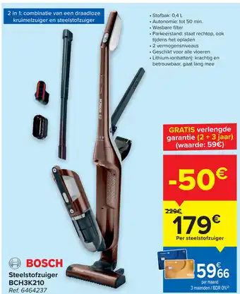 Carrefour Bosch Steelstofzuiger BCH3K210 aanbieding