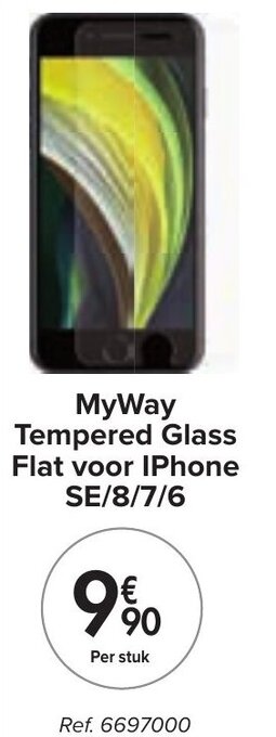 Carrefour MyWay Tempered Glass Flat voor IPhone SE/8/7/6 aanbieding