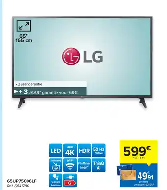 Carrefour LG 4K 65UP75006LF 65" aanbieding