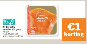 Albert Heijn Gerookte zalmfilet 200 gram aanbieding