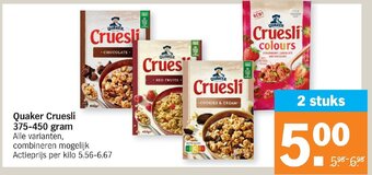 Albert Heijn Quaker cruesli 375-450 gram aanbieding