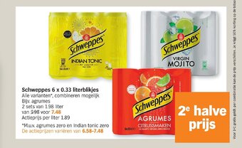 Albert Heijn Schweppes 6x0.33 literblikjes aanbieding