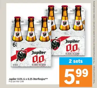 Albert Heijn Jupiler 0.0% 6x0.25 literflesjes** aanbieding