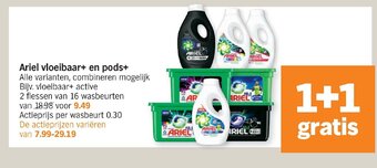 Albert Heijn Ariel vloeibaar+ en pods+ aanbieding