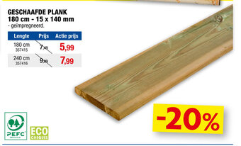 Hubo Geschaafde Plank 180 cm - 15 x 140 mm aanbieding