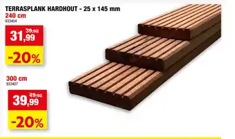 Hubo Terrasplank Hardhout - 25 x 145 mm 933404 aanbieding