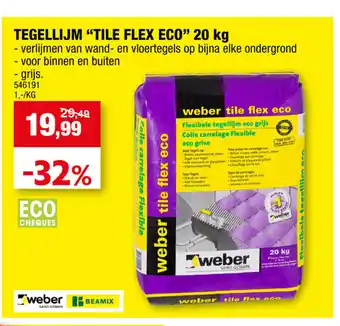 Hubo Tegellijm "Tile Flex Eco" 20 kg 546191 aanbieding