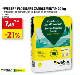 Hubo "Weber" Vloeibare Zandcement 20 kg 827000 aanbieding