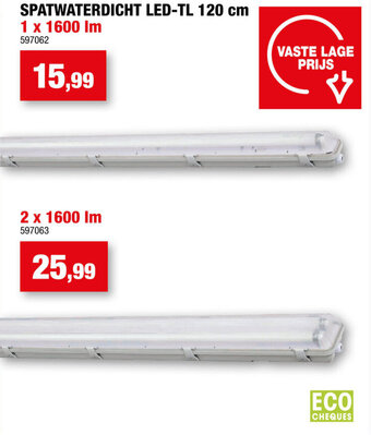 Hubo Spatwaterdicht Led-Tl 120 cm 1 x 1600 lm 597062 aanbieding