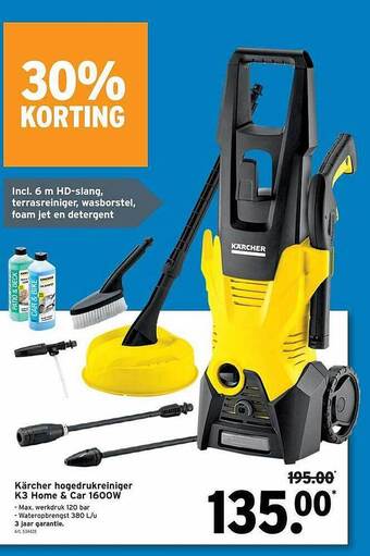 GAMMA Kärcher Hogedrukreiniger K3 Home & Car 1600w aanbieding