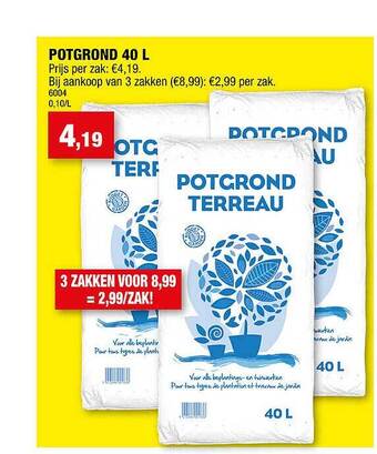 Hubo Potgrond 40 L aanbieding