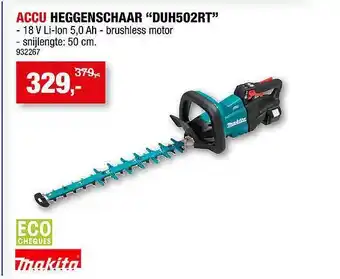 Hubo Accu Heggenschaar Duh502rt Makita aanbieding