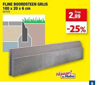 Fijne Boordsteen Grijs 100 X 20 X 6 Cm