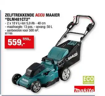 Hubo Zelftrekkende Accu Maaier Dlm481ct2 Makita aanbieding