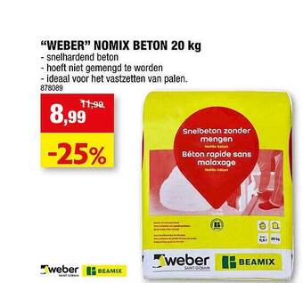 Hubo Weber Nomix Beton 20 Kg aanbieding