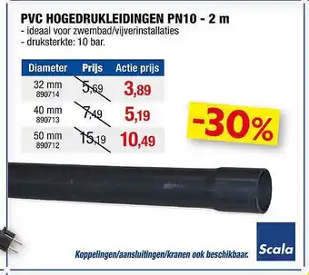 Hubo Pvc Hogedrukleidingen Pn10 - 2 M aanbieding