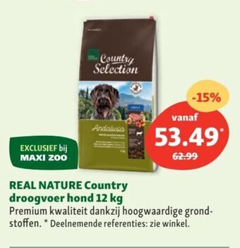 Maxi Zoo Real Nature Country droogvoer hond 12 kg aanbieding