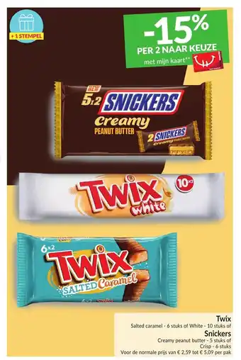 Intermarché Twix and Snickers aanbieding