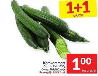 Intermarché Komkommers 1+1 Gratis aanbieding