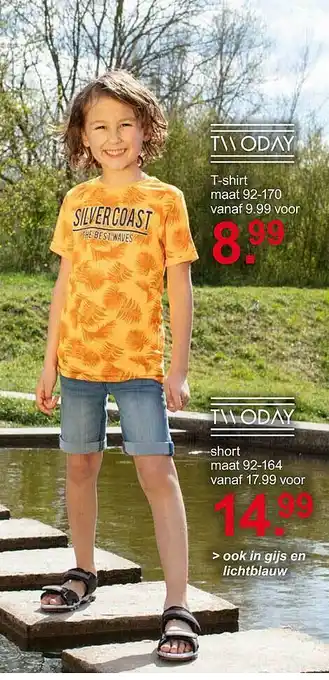 Twoday T-shirt Maat 92-170, Short Maat 92-164