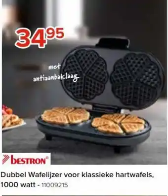 Bestron Dubbel Wafelijzer voor klassieke hartwafels, 1000 watt