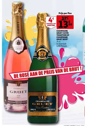 Auchan Champagne Gruet Cuvée Tradition of Champagne Gruet Rosé aanbieding