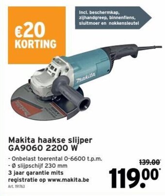 GAMMA Makita haakse slijper GA9060 2200 W aanbieding