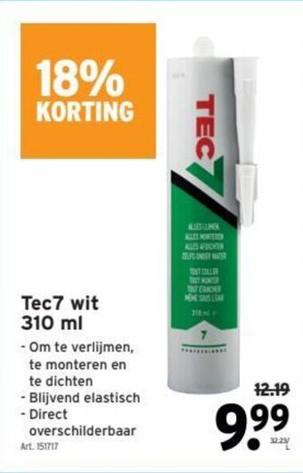 GAMMA Tec7 wit 310 ml aanbieding