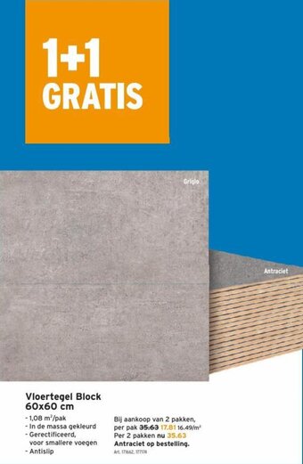 GAMMA Vloertegel Block 60x60cm aanbieding