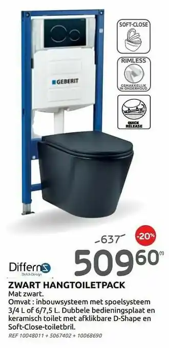 BricoPlanit Zwart hangtoiletpack aanbieding