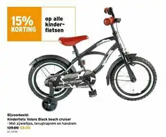 Kinderfiets volare black beach cruiser