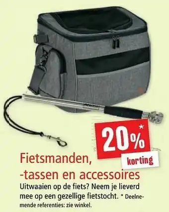 Maxi Zoo 20% korting fietsmanden, -tassen en accessoires aanbieding