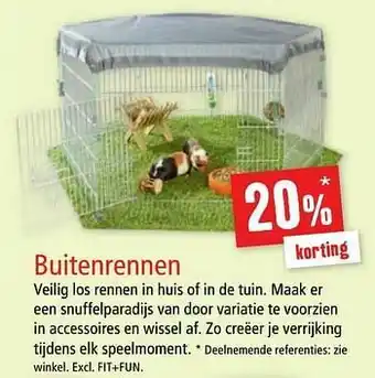 Maxi Zoo 20% korting buitenrennen aanbieding