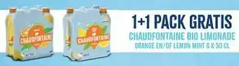 Alvo 1+1 pack gratis chaudfontaine bio limonade orange en-of lemon mint 6 x 50 cl aanbieding