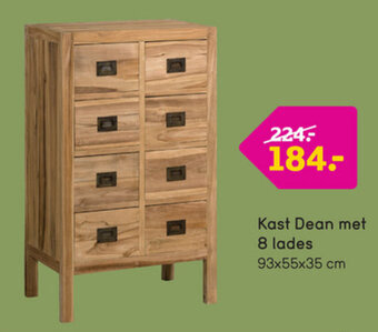 Leen Bakker Kast Dean met 8 lades aanbieding