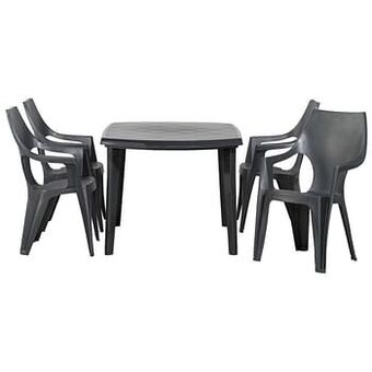 Leen Bakker Allibert Jardin tuinset Dante Elise - grijs - 5-delig - Leen Bakker aanbieding