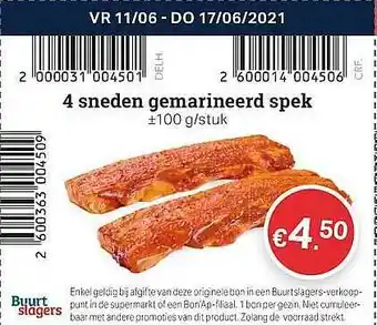 Buurtslagers 4 Sneden Gemarineerd Spek aanbieding