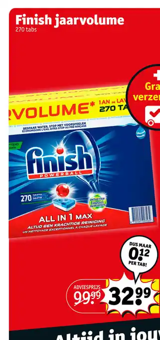 Kruidvat Finish Jaarvolume 270 Tabs aanbieding