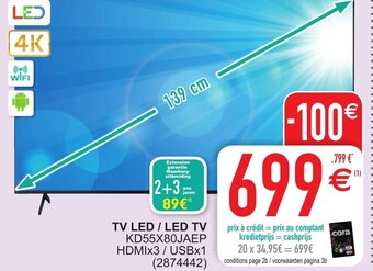 Cora Sony LED 4K TV Led / Led TV aanbieding