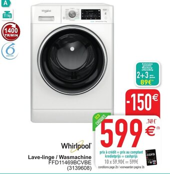 Cora Whirlpool lave-linge / wasmachine aanbieding