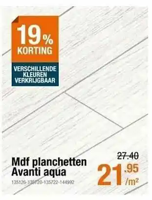 Cevo Mdf Planchetten Avanti Aqua 19% Korting aanbieding