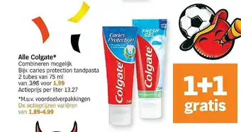Albert Heijn Alle Colgate 1+1 Gratis 75ml aanbieding