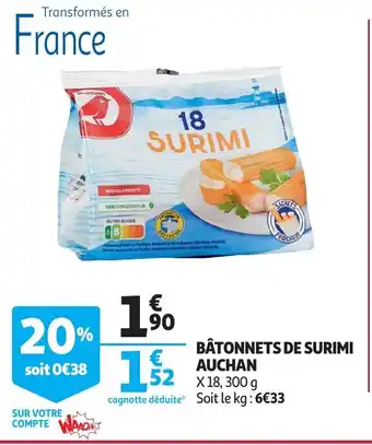 Auchan Batonnets de surimi x 18, 300g aanbieding