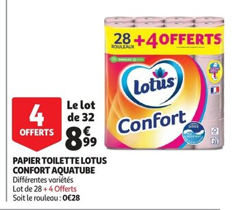Auchan Papier toilette lotus confort aquatube aanbieding
