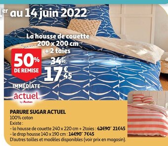 Auchan La housse de couette 200 x 200 cm x 2 taies aanbieding