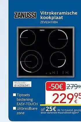 Eldi Zanussi Vitrokeramische Kookplaat ZEV6341XBA aanbieding
