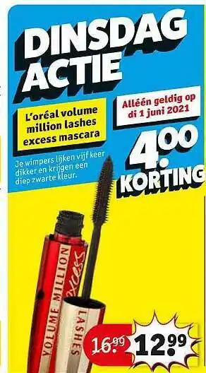 Kruidvat Loreal Volume Million Lashes Excess Mascara aanbieding