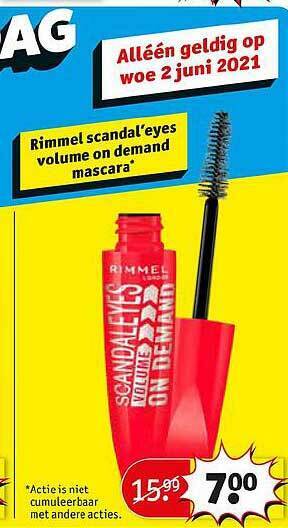 Kruidvat Rimmel Scandal'eyes Volume On Demand Mascara aanbieding