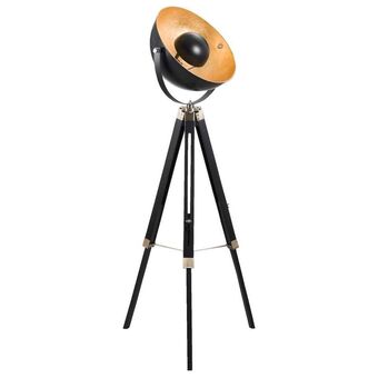 Leen Bakker Vloerlamp Brugge - goudkleurig/zwart - 155 cm aanbieding